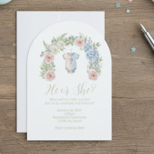 He or She? Botanical Gender Reveal Invitation