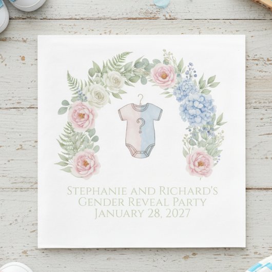 He or She? Botanical Gender Reveal Napkin Serviette