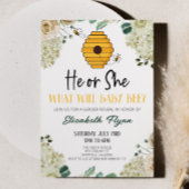 He or She Bumble Bee Floral Flowers Gender Reveal Einladung
