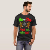 He or She | Christmas Gender Reveal Design T-Shirt (Vorne ganz)