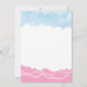 He or She Cute Pink & Blue Balloons Gender Reveal Einladung (Rückseite)