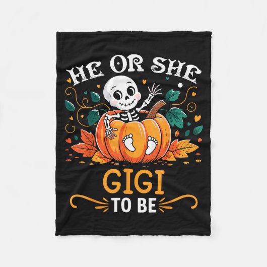 He Or She Gigi To Be Halloween Skeleton Baby Revea Fleecedecke (Vorderseite)