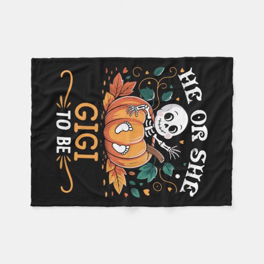 He Or She Gigi To Be Halloween Skeleton Baby Revea Fleecedecke (Vorderseite (Horizontal))