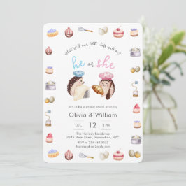 He or She Little Chef Baker Hedgehog Gender Reveal Einladung