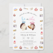 He or She Little Chef Baker Hedgehog Gender Reveal Einladung (Vorderseite)