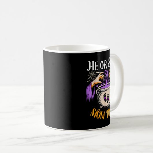 He Or She Mom To Be Baby Reveal Halloween Costume Kaffeetasse (VorderseiteRechts)