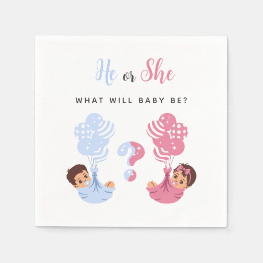 He or She Pink and Blue Baby Serviette (Vorderseite)