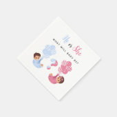 He or She Pink and Blue Baby Serviette (Ecke)