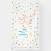 He or She Stars Gender Reveal banner sign (Vertikal)