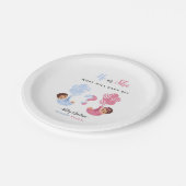 He or She Twins Balloon Gender Reveal Pappteller (Schrägansicht)