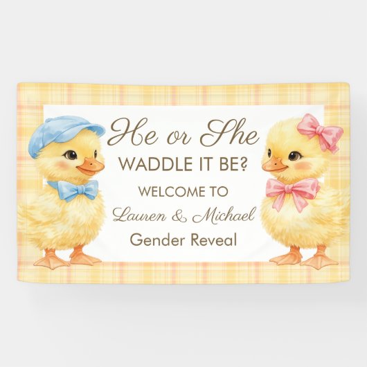 He or She WADDLE IT BE? Gender Reveal banner (Horizontal)