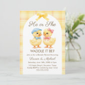 He or She WADDLE IT BE? Gender Reveal Invitation Einladung (Stehend Vorderseite)