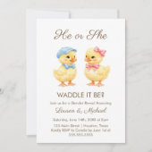 He or She WADDLE IT BE? Gender Reveal Invitation Einladung (Vorderseite)