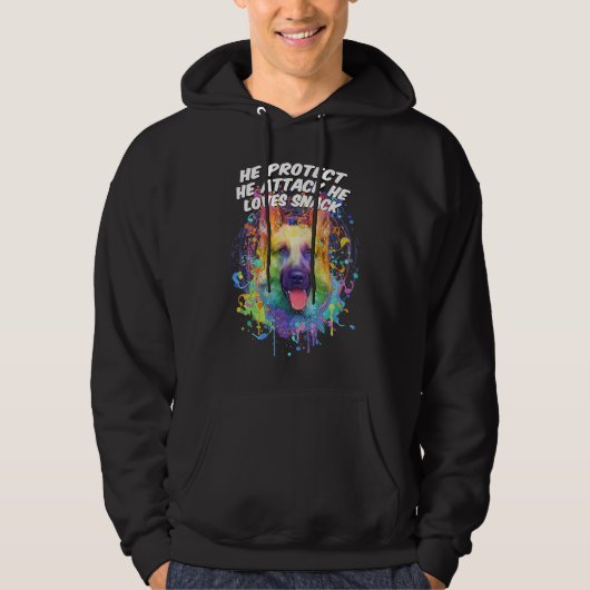 He Protect He Attack He Loves Snack German Shepher Hoodie (Vorderseite)