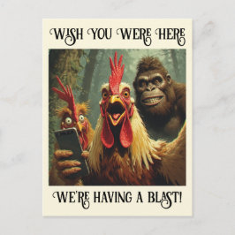 “He’s Right Behind Ya” Cheesy Chicken Postkarte