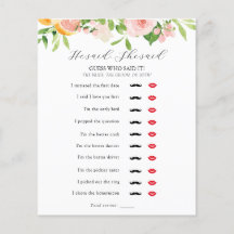 He Said, She Said Bridal Shower Game