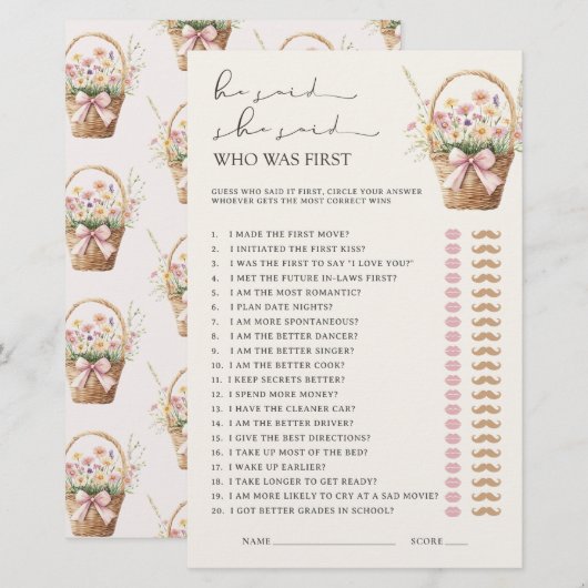 He Said She Said Floral Farmers Market Bridal Game (Vorne/Hinten)