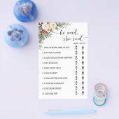 He Said She Said Winter Bridal Shower Game Card Flyer (Einzeln)