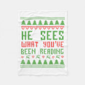 He Sees What You've Been Reading Christmas Book Wo Fleecedecke (Vorderseite)