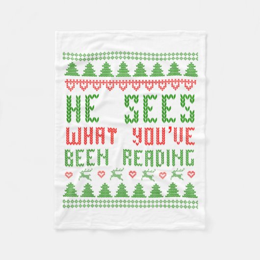 He Sees What You've Been Reading Christmas Book Wo Fleecedecke (Vorderseite)