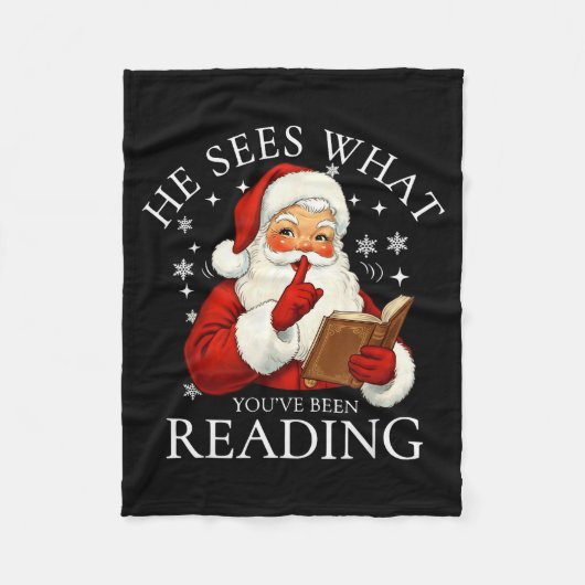 He Sees What You've Been Reading Funny Bookish Chr Fleecedecke (Vorderseite)