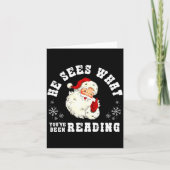 He Sees What You've Been Reading Funny Bookish Chr Karte (Vorderseite)