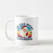 He Sees What You've Been Reading Santa Christmas B Kaffeetasse (Links)