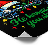 He Sees You Lifting Funny Skip Legs Christmas Tee  Poster (Ecke)
