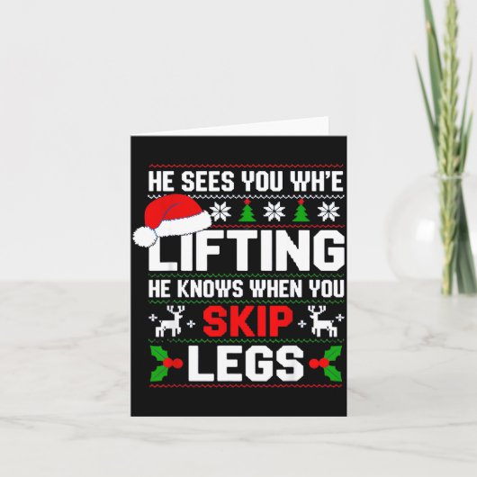 He Sees You Lifting Skip Legs Gym Enthusiasts Funn Karte (Vorderseite)