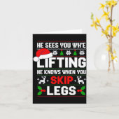 He Sees You Lifting Skip Legs Gym Enthusiasts Funn Karte (Gelbe Blume)