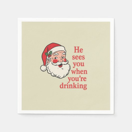  “He Sees You When You’re Drinking” CocktailNapkin Serviette (Vorderseite)