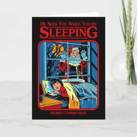 He Sees You When You're Sleeping Merry Christmas  Karte (Vorderseite)