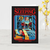 He Sees You When You're Sleeping Merry Christmas  Karte (Gelbe Blume)