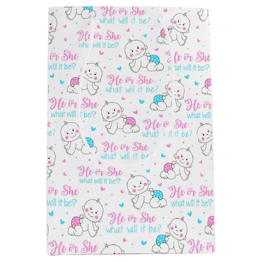 He she New Baby Mittlere Geschenktüte (Vorderseite)
