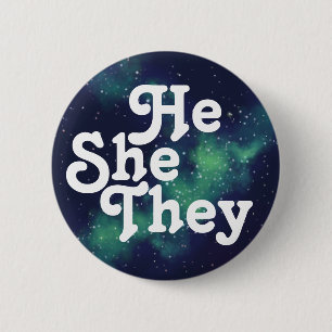 He/She/They Customizable Galaxy Pronoun Button