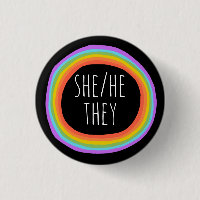 HE/SHE/THEY Pronouns Colorful Rainbow Circle Black