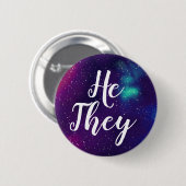 He/They kundengerechtes Galaxie-Pronomen Button (Vorne & Hinten)
