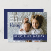 He Typ Birth Announcement Big Brother Sister Einladungspostkarte (Vorne/Hinten)