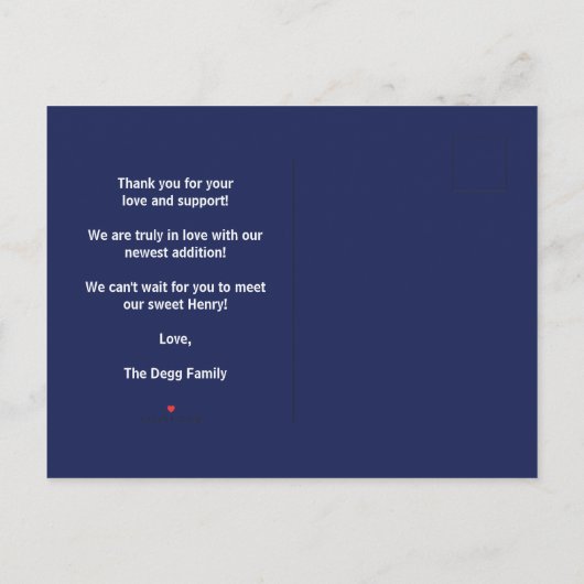 He Typ Birth Announcement Big Brother Sister Einladungspostkarte (Rückseite)