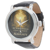 He Who Dwells Psalm 91 Christian Art Armbanduhr (Schrägansicht)