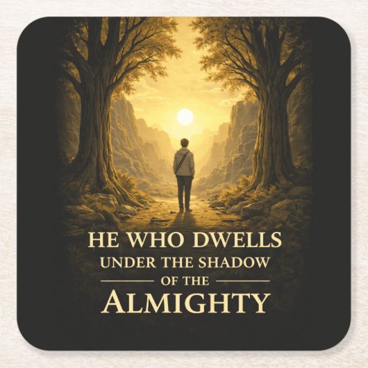 He Who Dwells Psalm 91 Christian Art Rechteckiger Pappuntersetzer (Vorderseite)