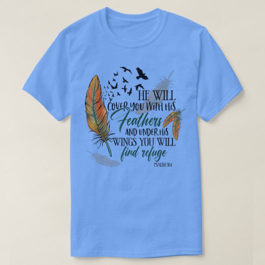He Will Cover You With His Feathers Retro Christia T-Shirt (Design vorne)