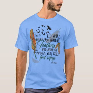 He Will Cover You With His Feathers Retro Christia T-Shirt