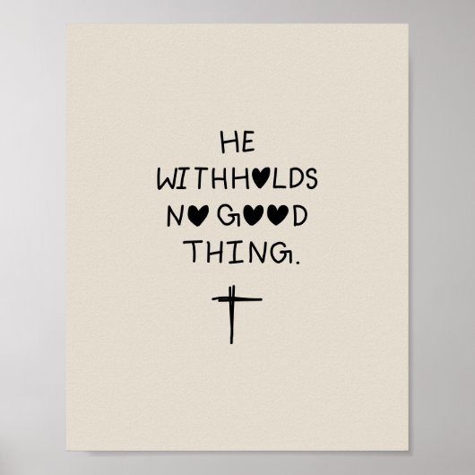 He withholds no good things poster (Vorne)