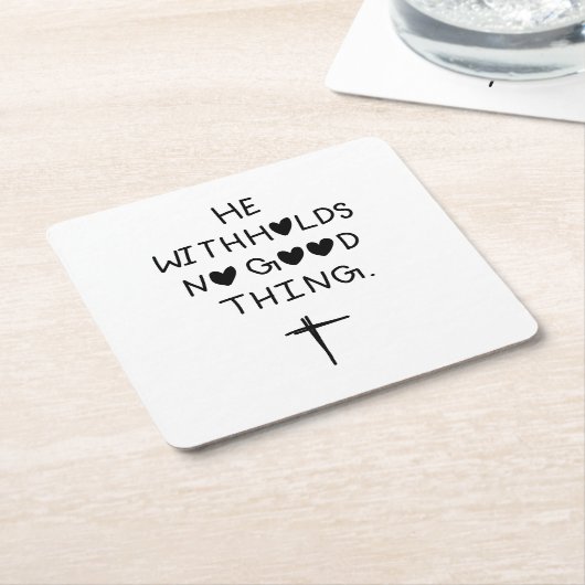 He withholds no good things rechteckiger pappuntersetzer (angewinkelt)