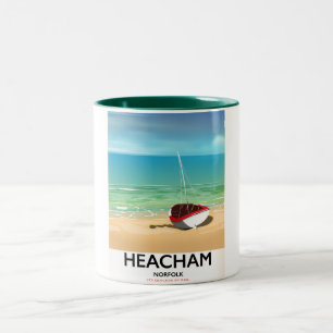 Heacham Norfolk Vintages Küstenposter Zweifarbige Tasse