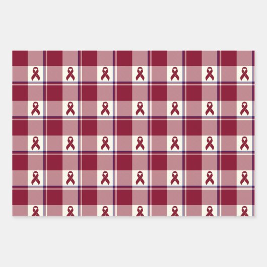 Head and Neck Cancer Awareness Plaid Burgundy Geschenkpapier Set (Vorderseite 3)