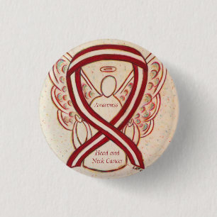 Head and Neck Cancer Awareness Ribbon Angel Button