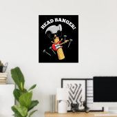 Head Banger Funny Music Puns Dark BG Poster (Heimbüro)