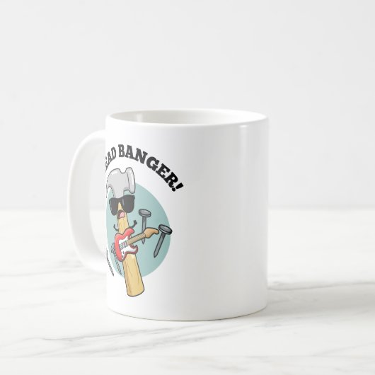 Head Banger Funny Music Puns Kaffeetasse (Vorderseite Links)